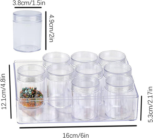 2 X 12 Pieces Bead Storage Container Embroidery Diamond Storage Organizer Box, Clear Painting Jewelry Earring Sewing Nail Storage Jars with Screw ...