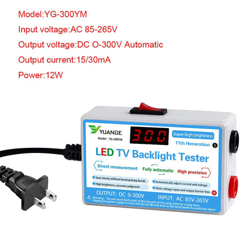 LED TV Backlight Tester, LED Strip Lamp Beads Repair Testing Tool with Gold Plated Pin and Power Cable 0-300V Adaptive Voltage, Measurement Instru...