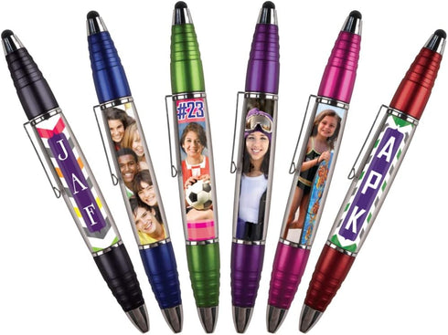 PixStylus 2 in 1 Personalized Pen and Stylus Combo - DIY – Just Insert a Photo or Create Your Own Custom Insert Online - Multicolor 6 Pack...