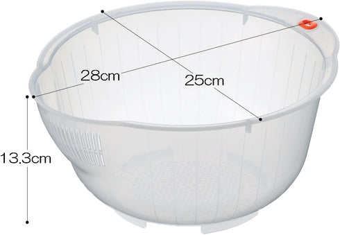 Plastic Japanese Rice Washing Bowl with Side and Bottom Drainers...
