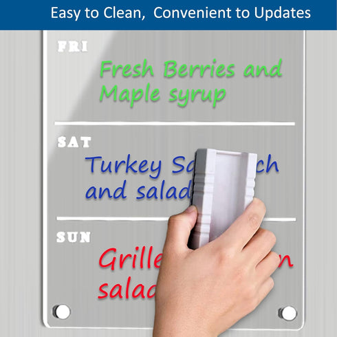 Magnetic Weekly Planner for Fridge Clear Weekly Planner for Fridge Menu Board for Kitchen 6"x17" Weekly Menu Magnet Fridge Menu Board Magnetic Men...