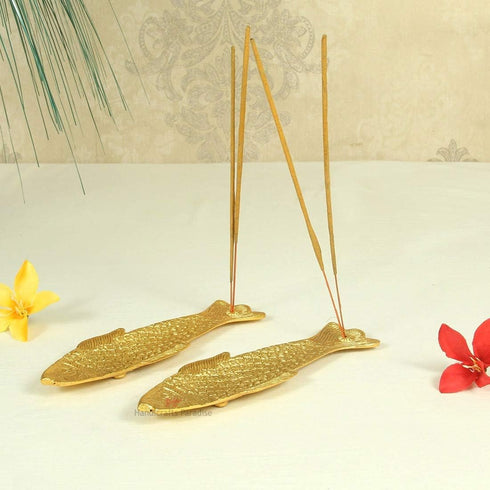 Fish Shaped Gold Plated Incense Holder/Burner Pair in Metal Home Decor Accessories...