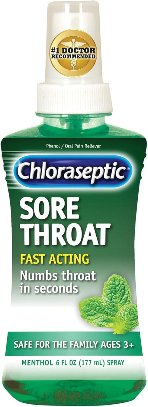 Chloraseptic Sore Throat Spray, Sugar Menthol Flavor, 6 Fl Oz...