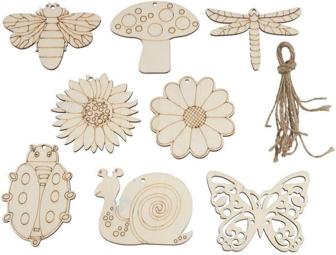 80pcs Unfinished Wooden Cutouts 8 Styles Wood Butterfly Flower Bee Slices Blank Wooden Paint Crafts Unfinished Wood Cutouts for DIY Painting Home ...