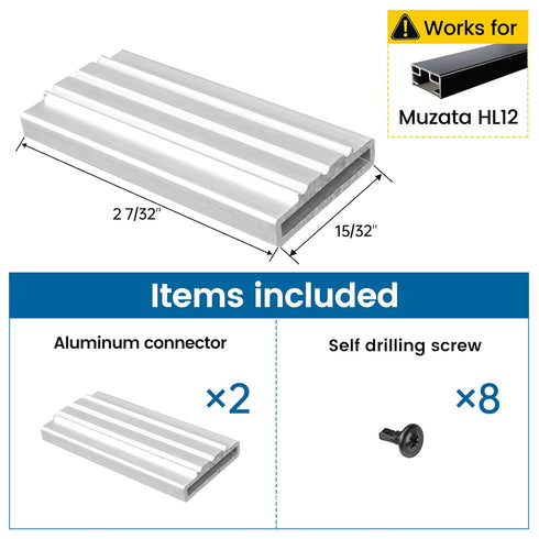 Muzata HL12 LED Handrail Accessories - 2Pack Aluminum Extension Connector High Strength Handrail Fittings, HA36...