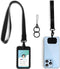 lanyards for id badges & Wristlet Phone Holder-Multi-Use Removable Wristlet Keychain and Neck Lanyard with,Sliding ID Badge Holder Hard Plastic Sl...
