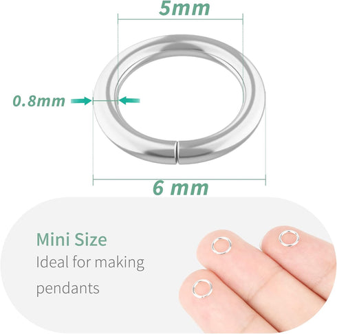 Uniclife 6 mm Silver Jump Rings for Jewelry Making Open Single Loops Mini Ring Connectors for Keychains and Necklace Repair (1000 PCS)...