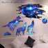 3D Blue Starry Sky Wolf Moon Wall Decals Removable PVC Magic 3D Milky Way Outer Space Planet Wall Sticker Peel Stick Home Decor for Kids Baby Bedr...