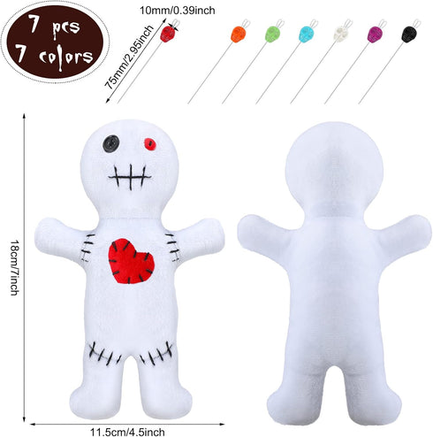 Kathfly 8 Pcs Voodoo Doll Set Include Horror Doll, 7 Pcs Skull Pins Ghost Doll Soft Revenge Dammit Creepy Dolls Pin Holder Voodoo Toys Resin Metal...