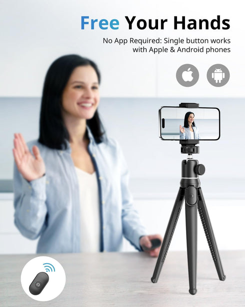 UBeesize Camera Tripod with Remote, Flexible Tripod Stand with Phone Holder and Action Camera Mount Adapter for iPhone Samsung Cellphones, Canon N...