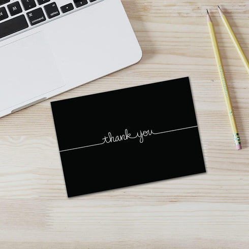 Great Papers! Grace Thank You Note Card and Envelope, 4.875" x 3.375" (folded), Black with White Script (2015072)...
