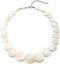 White Circle Disc Mother of Pearl Beads Chain Choker Collar Statement Necklace, Party Event, Unique...