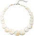 White Circle Disc Mother of Pearl Beads Chain Choker Collar Statement Necklace, Party Event, Unique...