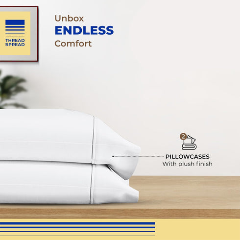 THREAD SPREAD 100% Pure Egyptian Cotton Pillow Cases - 600 Thread Count Pillow Cases Queen/Standard Size Set of 2, Soft & Breathable Extra Long St...
