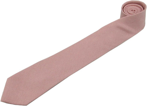 Mens Solid Linen Tie Set : Slim Necktie with Matching Pocket Square (Dusty Rose)...