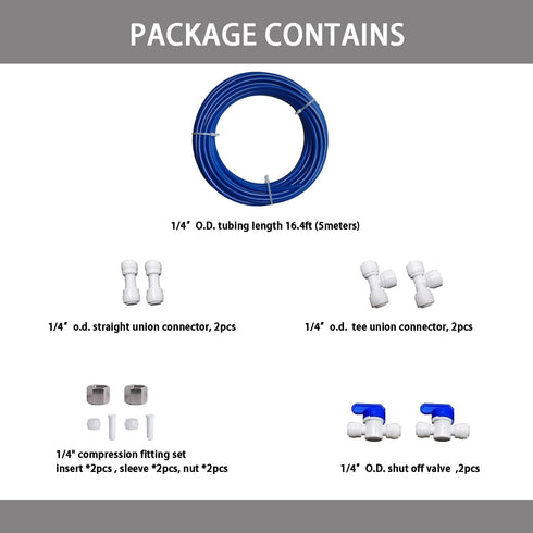 Malida RO Water Systems Ice Maker Kit 1/4" for Reverse Osmosis Systems and Water Filters (Blue)