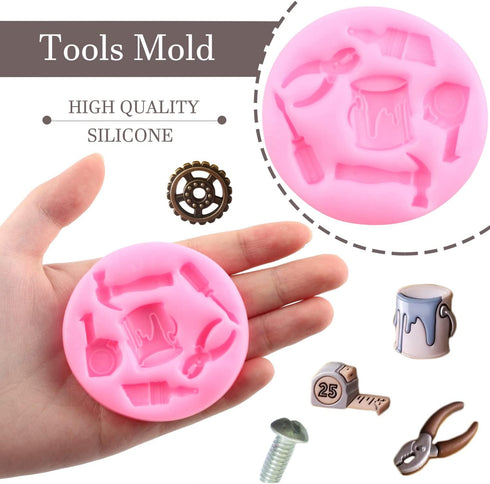 Mujiang Construction Tools Fondant Mold Hand Tools Silicone Molds For Cake Decorating Cupcake Topper Candy Sugar Chocolate Gum Paste Set Of 4...