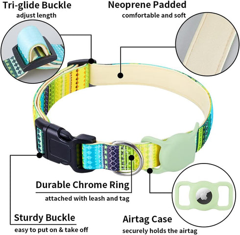 AirTag Cat Collar, Animire Soft Neoprene Padded Air Tag Collar for Extra Small Dogs, Polyester Puppy Pet Collar with Silicone AirTag Case Holder A...