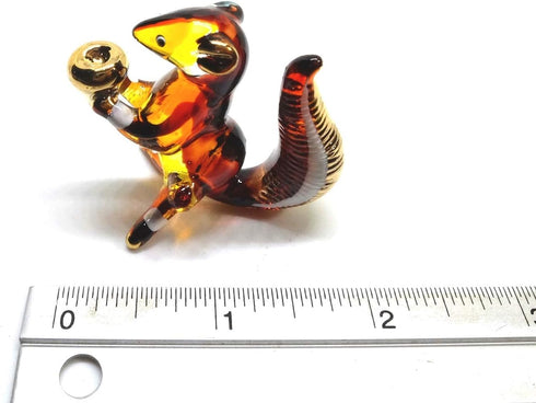 Handmade Mini 2" Cute Squirrel with Walnut Figures Blown Glass Art, Collectible Figurine Gift Ideas, Miniature Wild Animals, Tiny Ornament Cool St...
