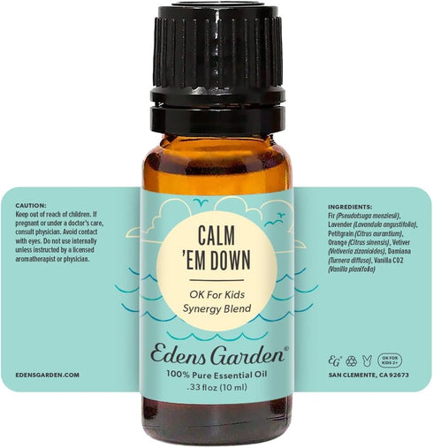 Edens Garden Calm 'Em Down OK for Kids Essential Oil Synergy Blend, 100% Pure Therapeutic Grade (Undiluted Natural/Homeopathic Aromatherapy Scente...