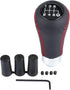 Gear Shift Knob, Red Gear Knob Universal Car Gear Knob Shifter PU 6 Speed Gear Shift Knob Shifter Stick Head with 3 Hoses Spade Shift Knob Manual ...