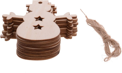 Christmas Wooden Crafts Hanging Ornaments Christmas Tree Decoration Unfinished Wood Cutouts for DIY Blank Slices to Paint (10PCs Snowman Style)...
