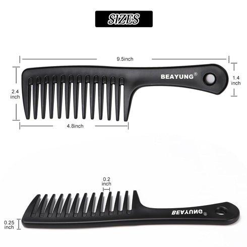 2PCS Large Wide Tooth Comb, Shower Combs, Hair comb for wet curly hair, Durable Hair Brush for Best Styling and Professional Hair Care(2Black)...
