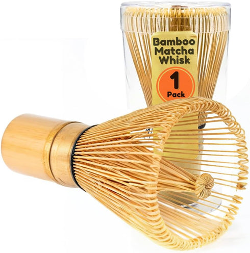 BambooMN Japanese Matcha Whisk Chasen - Traditional Handcurled 100 Tate Matcha Utensil - Natural Golden Brown - 1 Piece...
