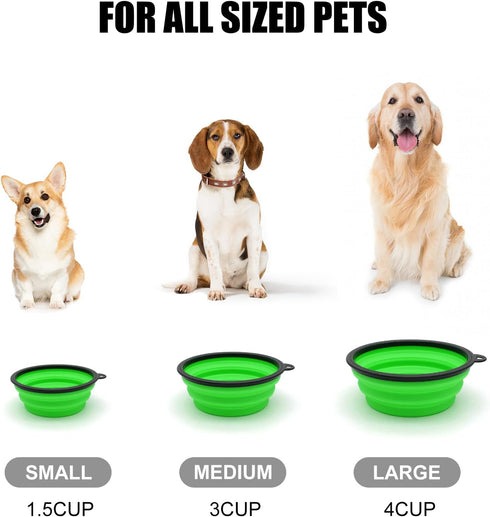 2-Pack Small Dog Travel Bowl, Collapsible Bowls for Dogs, Foldable Cat Water Bowl, Portable Pet Traveling Dish (Green & Blue)...