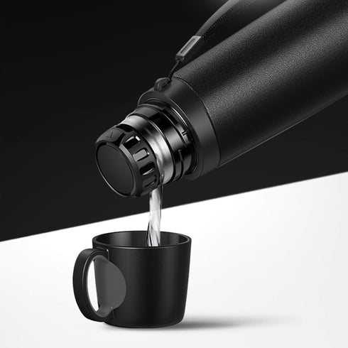 Coffee Travel Mug Vacuum Insulated Thermal Water Bottle Build-in Lid Cup Stainless Steel Leakproof 17Ounce Black Matte Finish...