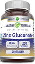 Amazing Formulas Zinc Gluconate 50mg 250 Tablets Supplement | Non-GMO | Gluten Free | Made in USA...