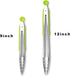 304 Stainless Steel Kitchen Cooking Tongs, 9" and 12" Set of 2 Sturdy Grilling Barbeque Brushed Locking Food Tongs with Ergonomic Grip, Green...