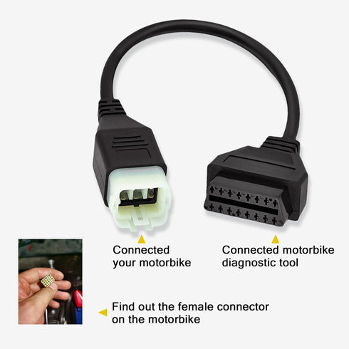 OBD2 Adapter Fit for KTM 6 Pin to 16Pin Motorcycle Diagnostic Cable,Fit for KTM Duke 125/200/690/990LC8/1190 RC8 Motorbike ECU Programming,Work wi...