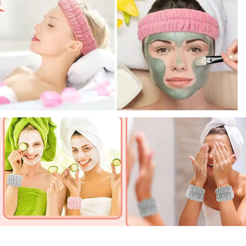 6 Pcs Micofiber Spa Sets Headbands and Wristband Towels for Washing your Face and Skincare Routines...