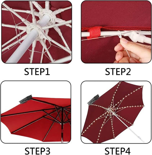 Solar Umbrella Lights Outdoor, Waterproof Solar Powered Patio Umbrella Lights Strings with 104 LEDs 8 Lighting Modes Remote Control, 2024 Upgraded...