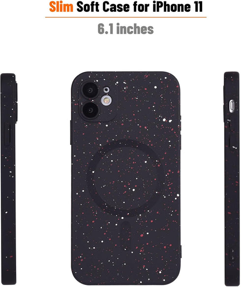 Magnetic for iPhone 11 Case,Soft Silicone Camera Protection iPhone 11 Phone Case with red White Dot,Anti-Scratch Protective iPhone 11 Case Compati...