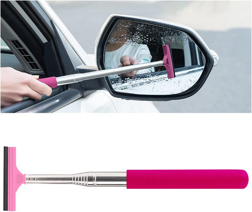 Car Rearview Mirror Wiper, Multifunctional Car Mirror Telescopic Water Scraper Wiper, Retractable Vehicle Glass Cleaner Tool, Portable Auto Interi...