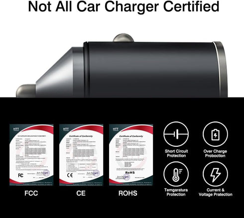 USB C Car Charger, YIHAIXINGWEI Fast Car Charger Dual Port, Mini Metal Cigarette Lighter USB Charger for iPhone14/13 Pro Max Samsung S23/S22 (Pull...