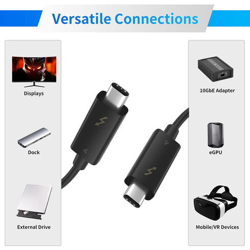 [Intel Certified Thunderbolt 4 Cable 2.6ft/0.8M, USB 4 Cable with 8K Display/ 40Gbps Data Transfer/ 100W Charging, for USB-C Thunderbolt 3 MacBook...