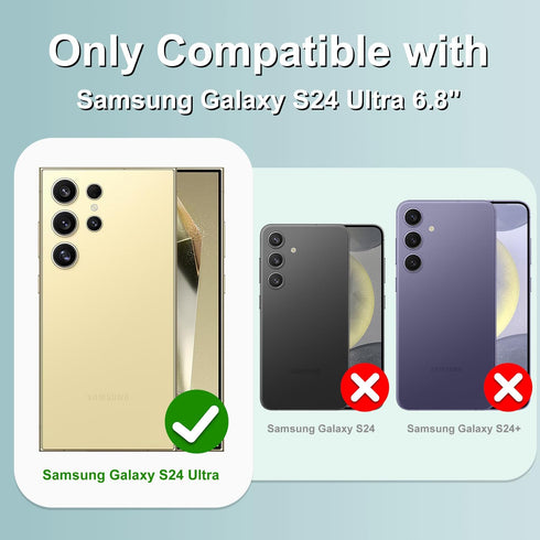 Fiyart Designed for Samsung Galaxy S24 Ultra Case with Phone Stand Holder Cute Love Hearts Protective Camera Protection Cover with Wrist Strap for...