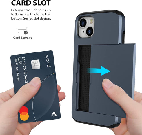 ZUSLAB Card Holder Slot Case Compatible with Apple iPhone 15 6.1 Inches 2023, Phone Wallet Case with 1 Tempered Glass Screen Protector, Rubber & P...