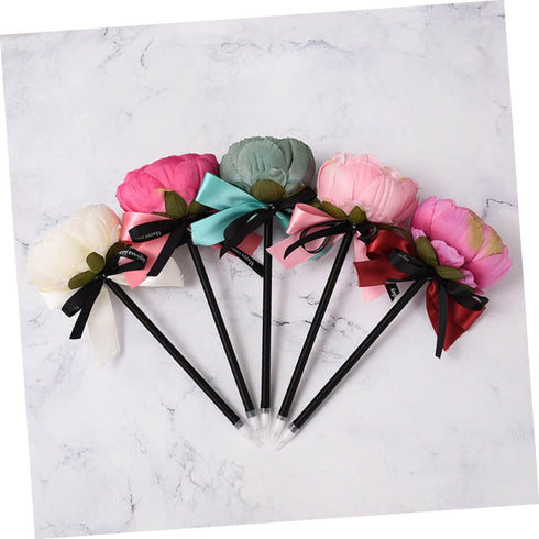 5 Pcs Flower Pens for Office Valentines Day Ink Pens Rose Pens Flower Artificial Peony Ornaments Stylus Pen Fashion Pen Pink Rose Pen Stationery P...