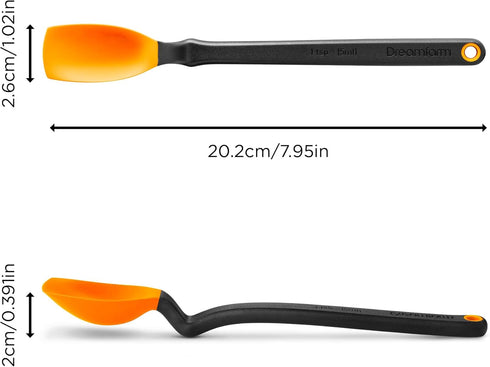 Dreamfarm Mini Supoon Non-Stick Sit-Up Silicone Scraping Cooking Spoon, Jar Scraper Measures 5ml Tsp - 8" Orange...