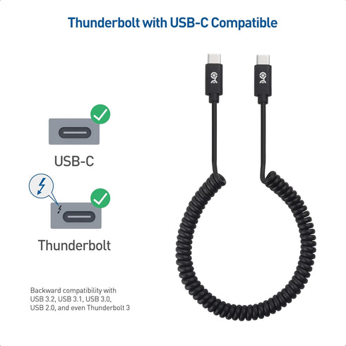 Cable Matters Coiled USB C to USB C Cable with 3A / 60W Fast Charging 1-4 Feet, Support Apple CarPlay, Android Auto, USB C Charger Cable, for iPho...