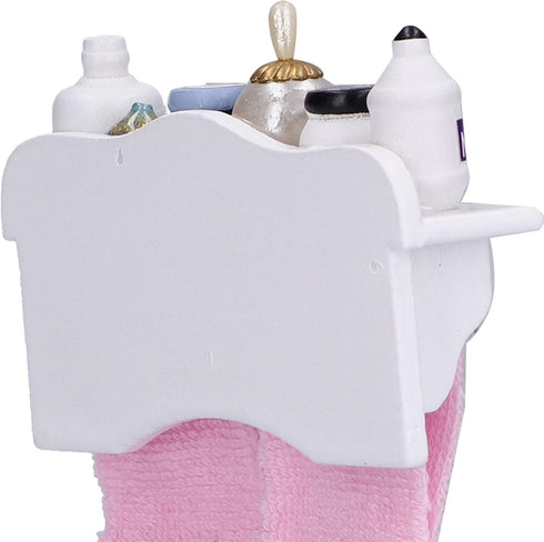 Dollhouse Wooden Towel Rack Bottles, 1:12 Simulation Miniature Furniture Model Toy for Dollhouse Bathroom Decoration Accessories...