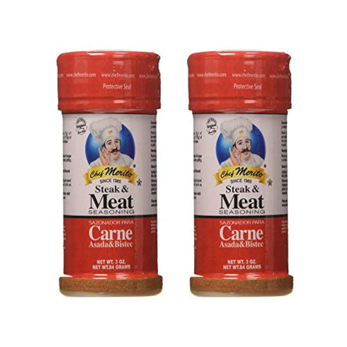 Chef Merito Steak & Meat Seasoning Powder Carne Asada & Bistec 3 oz, Pack of 2 | Chicken Nuggets, Thighs, Steak Seasoning, Grilled, Meat Seasoning...