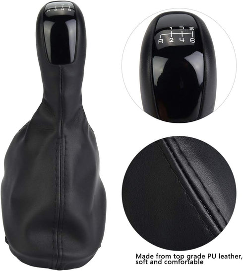 Qiilu 6 Speed Shift Knob for W203 Gear Shift Knob Gaitor Boot Cover with PU Leather Stick Shift Knob Dustproof Boot Cover...
