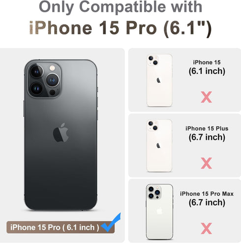 CANSHN [3+3 Pack for iPhone 15 Pro Screen Protector Tempered Glass & Camera Lens Protector Accessories with Easy Installation Frame, Double Shatte...