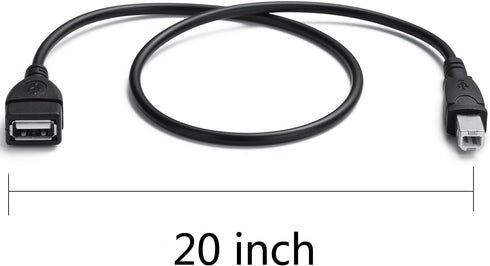 YOUOWO 2 Pack USB 2.0 Cable A Female to USB B Male Cable for Printer Extender Connection Cables USB_A/F-USB_B/M Adapter (USB_A-USB_B Cables Black)...