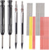 Mechanical Carpenter Pencils Set Including 2pcs 2.0mm Mechanical Pencils with 12pcs Refills, 2pcs 2.8 mm Deep Hole Woodworking Pencils with 12 Ref...